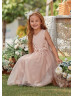 Blush Satin Tulle Sequin Appliques Flower Girl Dress Photoshoot Dress Blush Satin Tulle Sequin Appliques Flower Girl Dress Photoshoot Dress